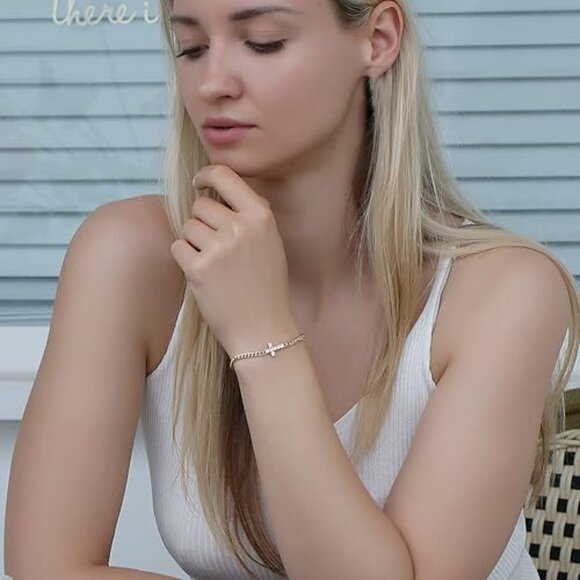 Neiman Marcus Gold Plated Cross Bracelet - Picture 3 of 4